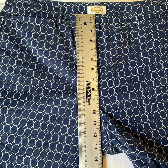 Talbots Women Capri Pants size 16 Blue Mid Rise Stretch Slim Fit Polka Dots - Picture 6 of 11